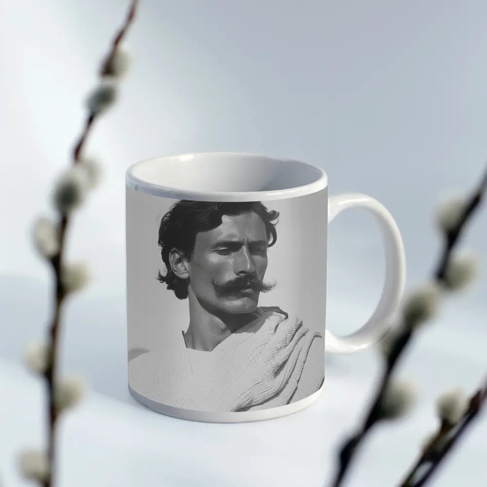 Man Portrait Black and White Minimal Photography – Mugs