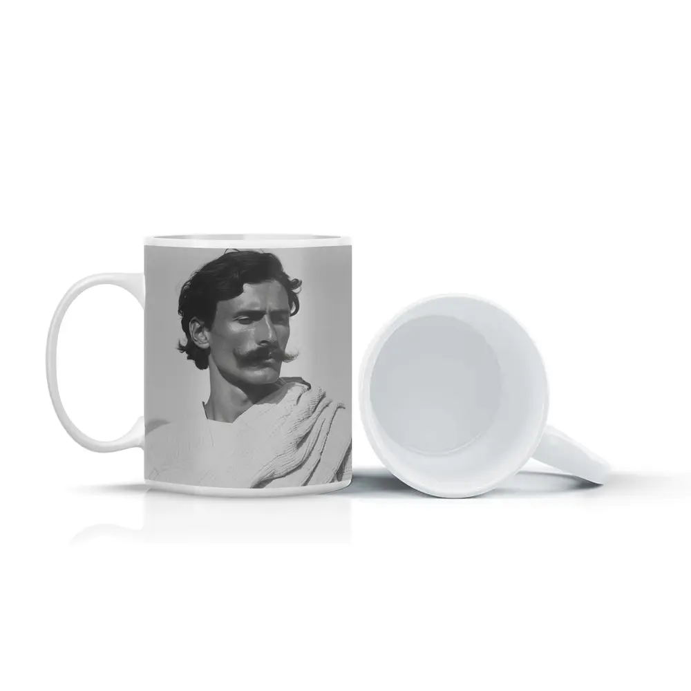 Man Portrait Black and White Minimal Photography – Mugs