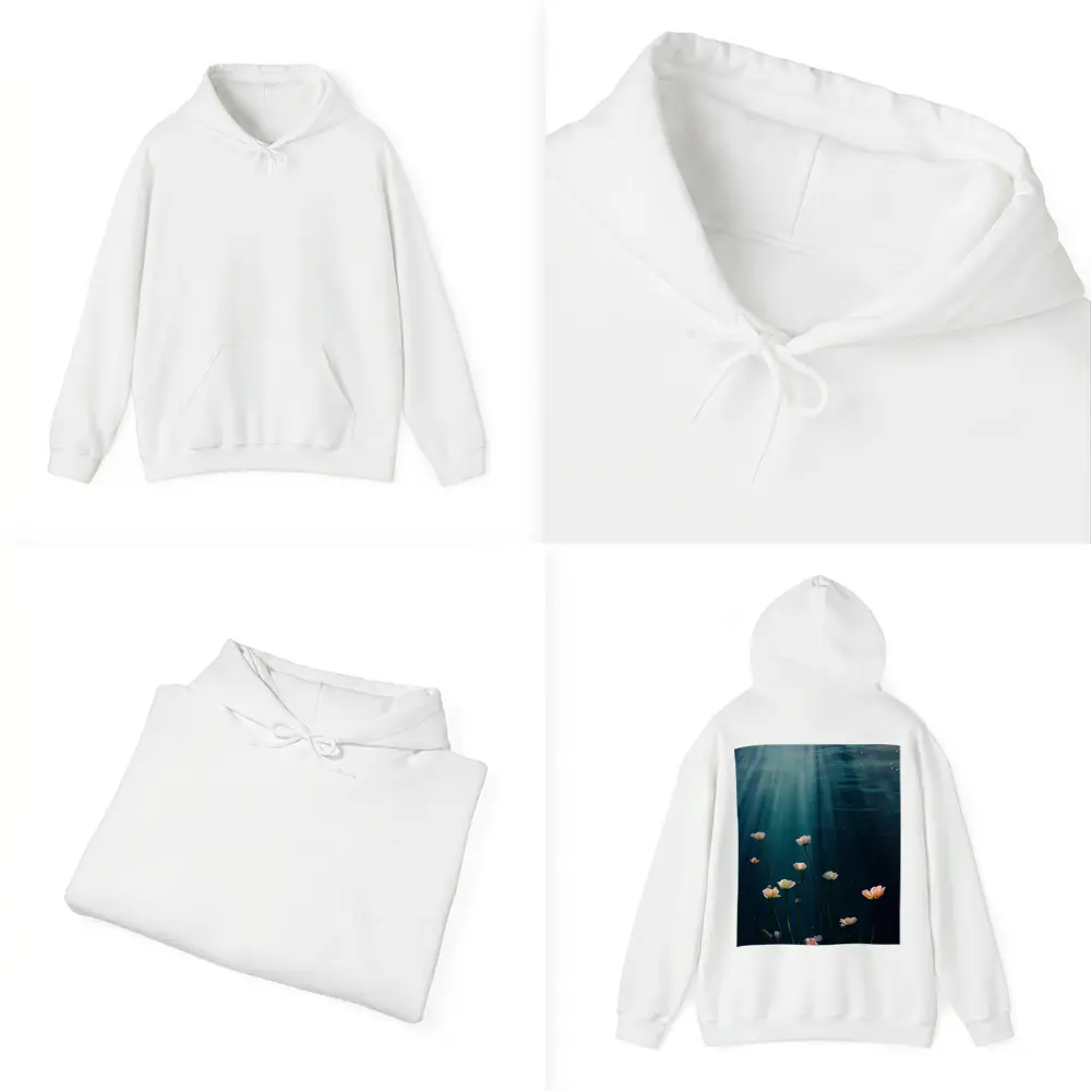 White Flowers Floating Underwater Ocean Light – Hoodies
