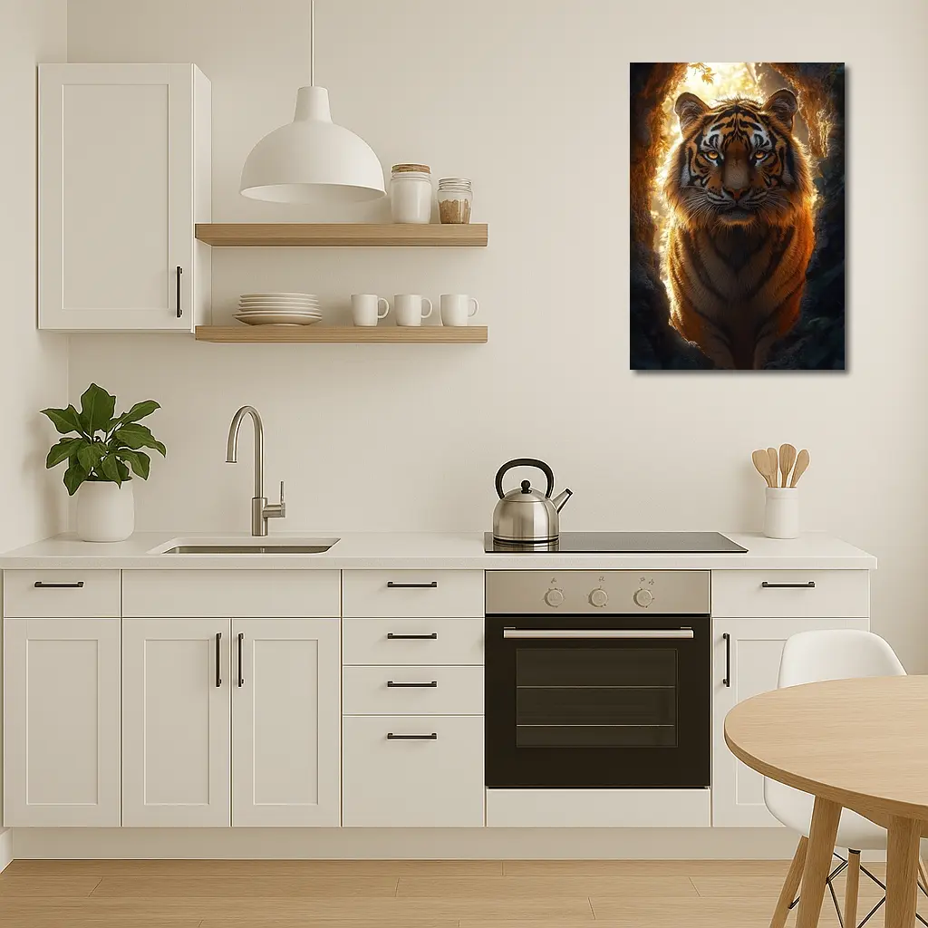 Tiger Emerging From Cave Forest Light – Wall Art
