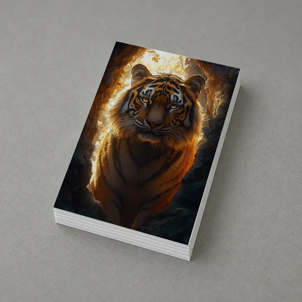 Tiger Emerging From Cave Forest Light – Postcards
