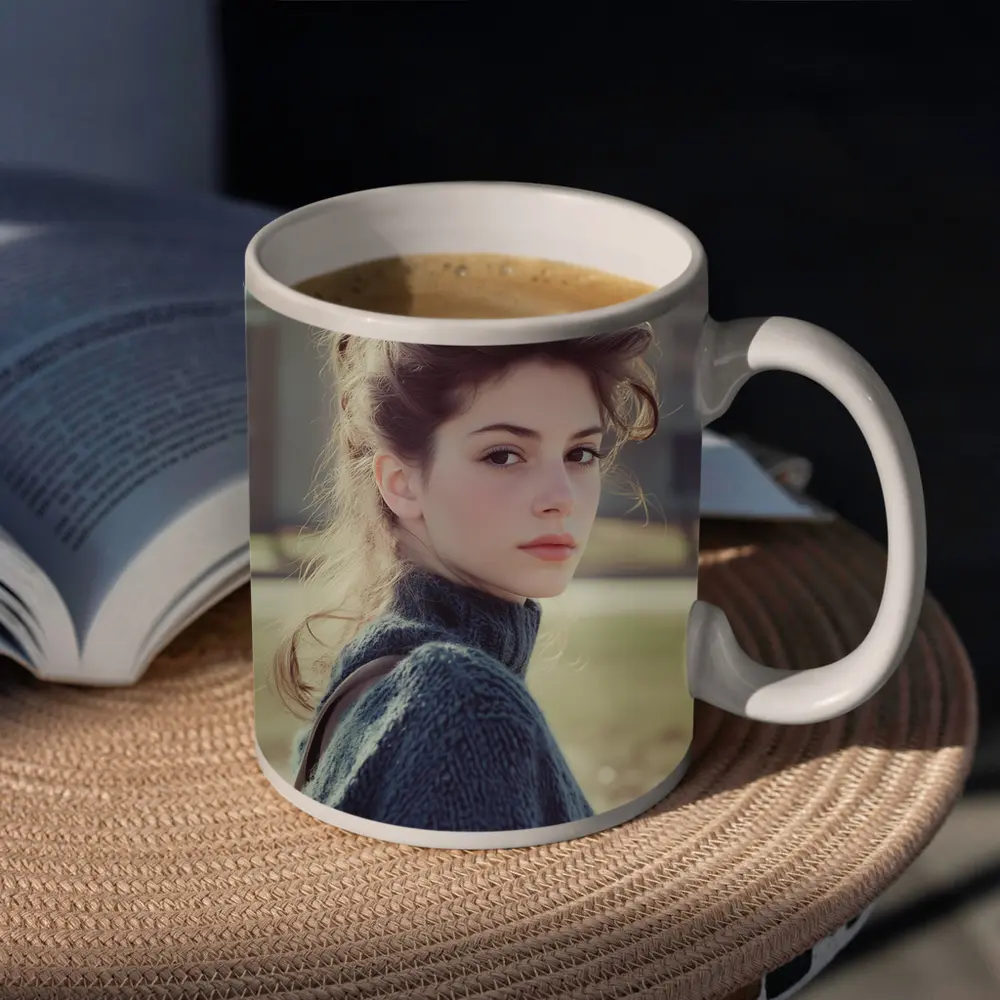 Young Woman Oversized Sweater Outdoor Portrait – Mugs