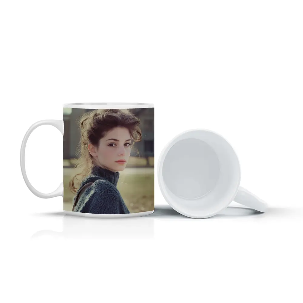 Young Woman Oversized Sweater Outdoor Portrait – Mugs