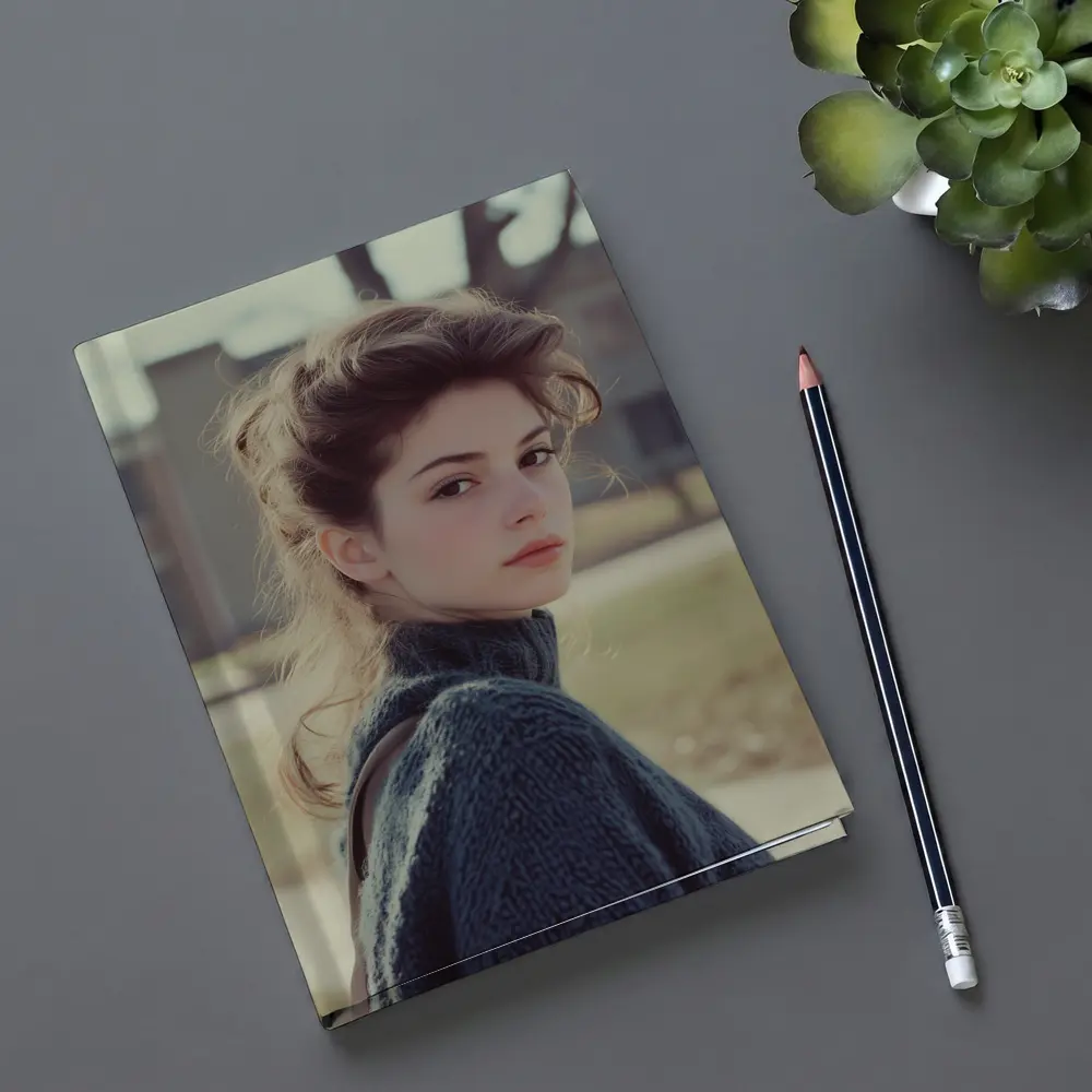 Young Woman Oversized Sweater Outdoor Portrait – Notebooks