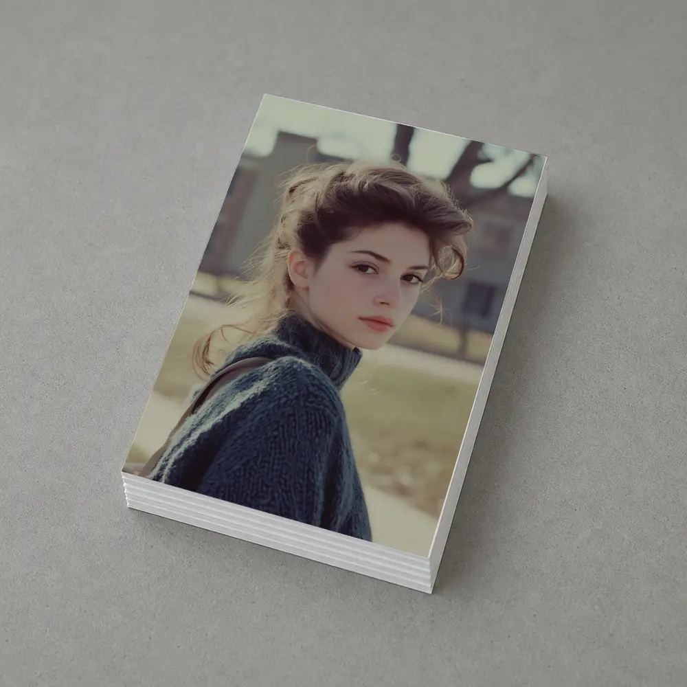 Young Woman Oversized Sweater Outdoor Portrait – Postcards