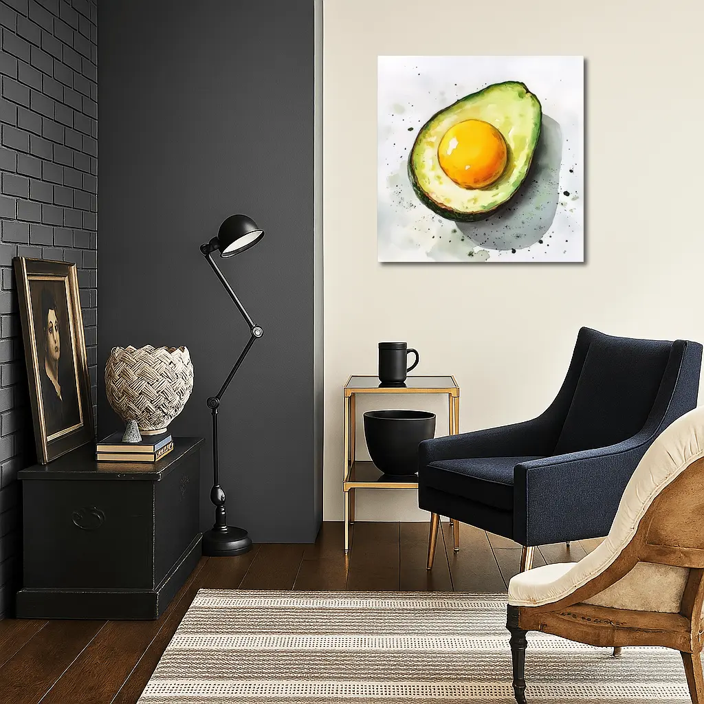 Avocado Egg Watercolor Art White Background – Wall Art