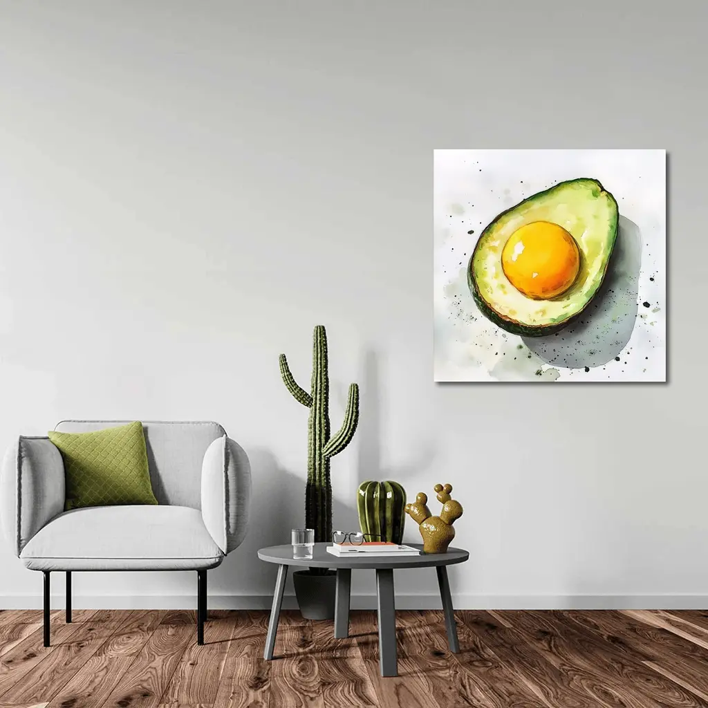 Avocado Egg Watercolor Art White Background – Wall Art