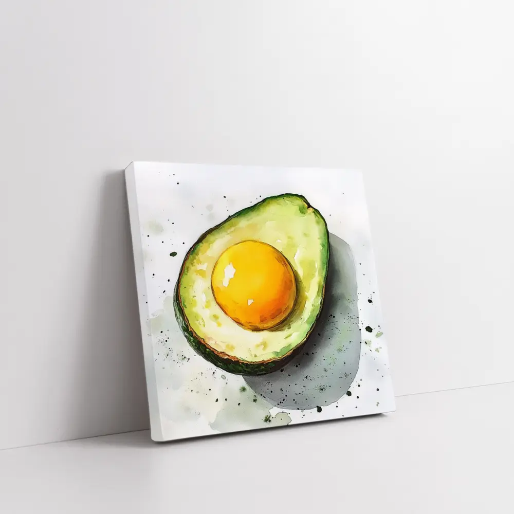 Avocado Egg Watercolor Art White Background – Wall Art