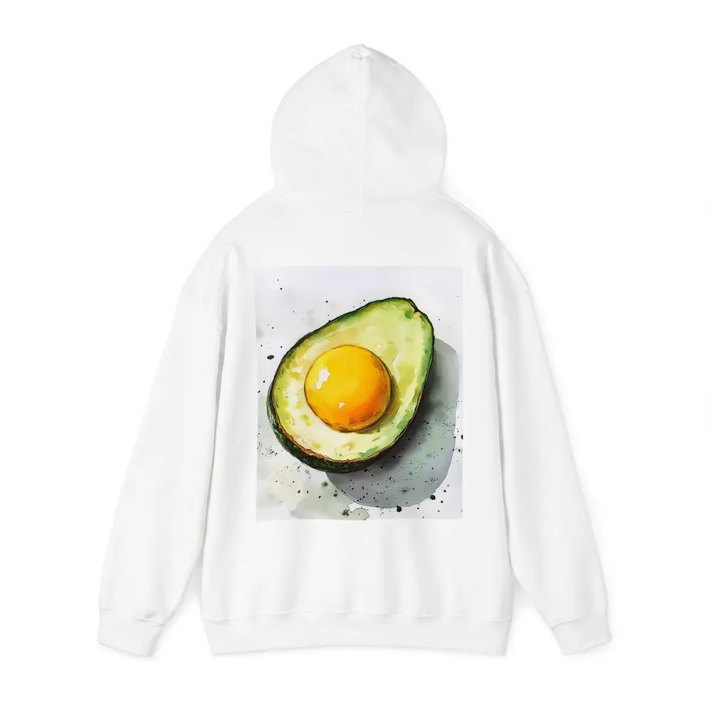 Avocado Egg Watercolor Art White Background – Hoodies