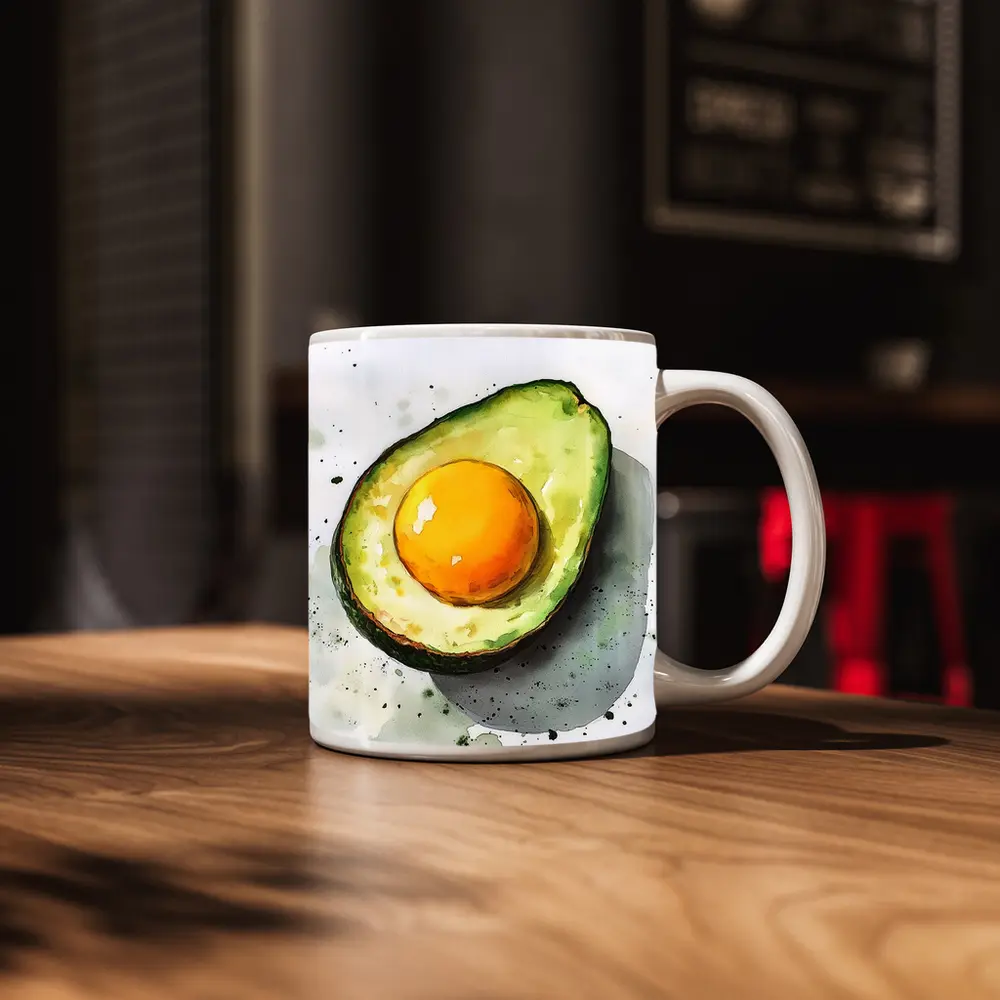 Avocado Egg Watercolor Art White Background – Mugs