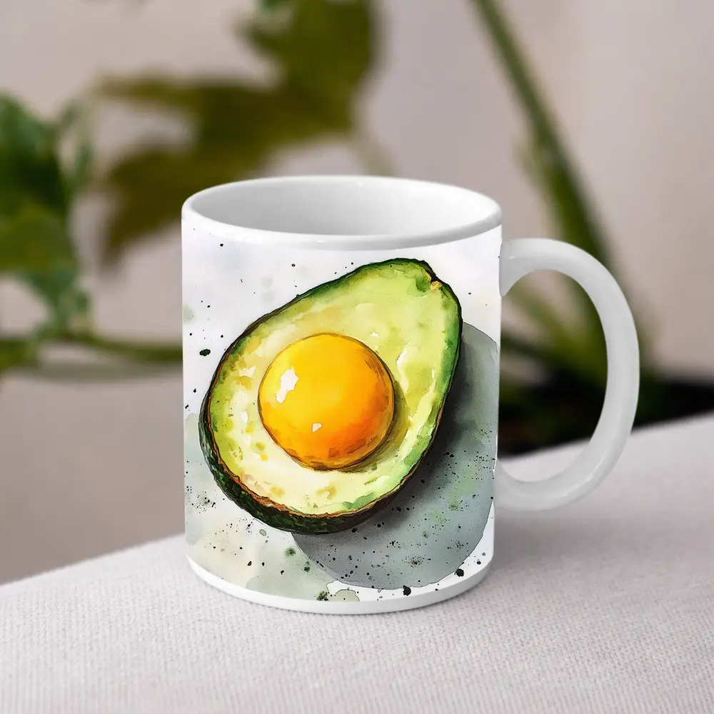 Avocado Egg Watercolor Art White Background – Mugs