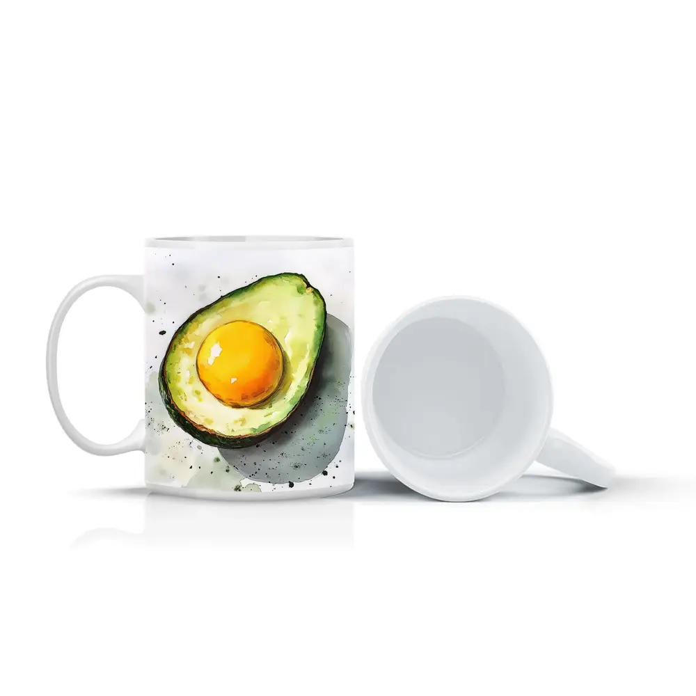 Avocado Egg Watercolor Art White Background – Mugs