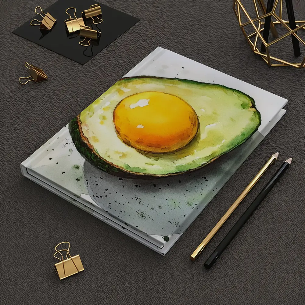 Avocado Egg Watercolor Art White Background – Notebooks