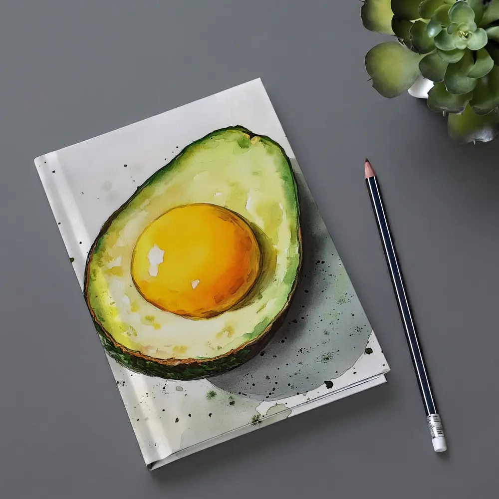 Avocado Egg Watercolor Art White Background – Notebooks
