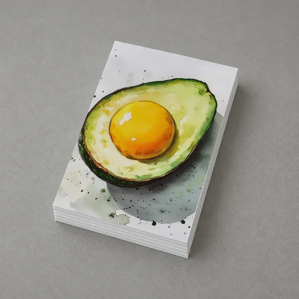 Avocado Egg Watercolor Art White Background – Postcards