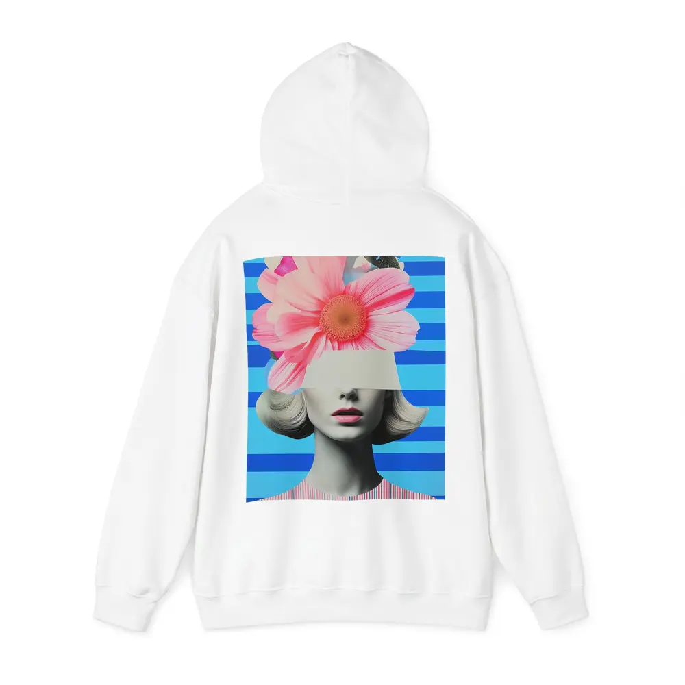 Retro Woman Pink Flowers Blue Stripes Collage – Hoodies