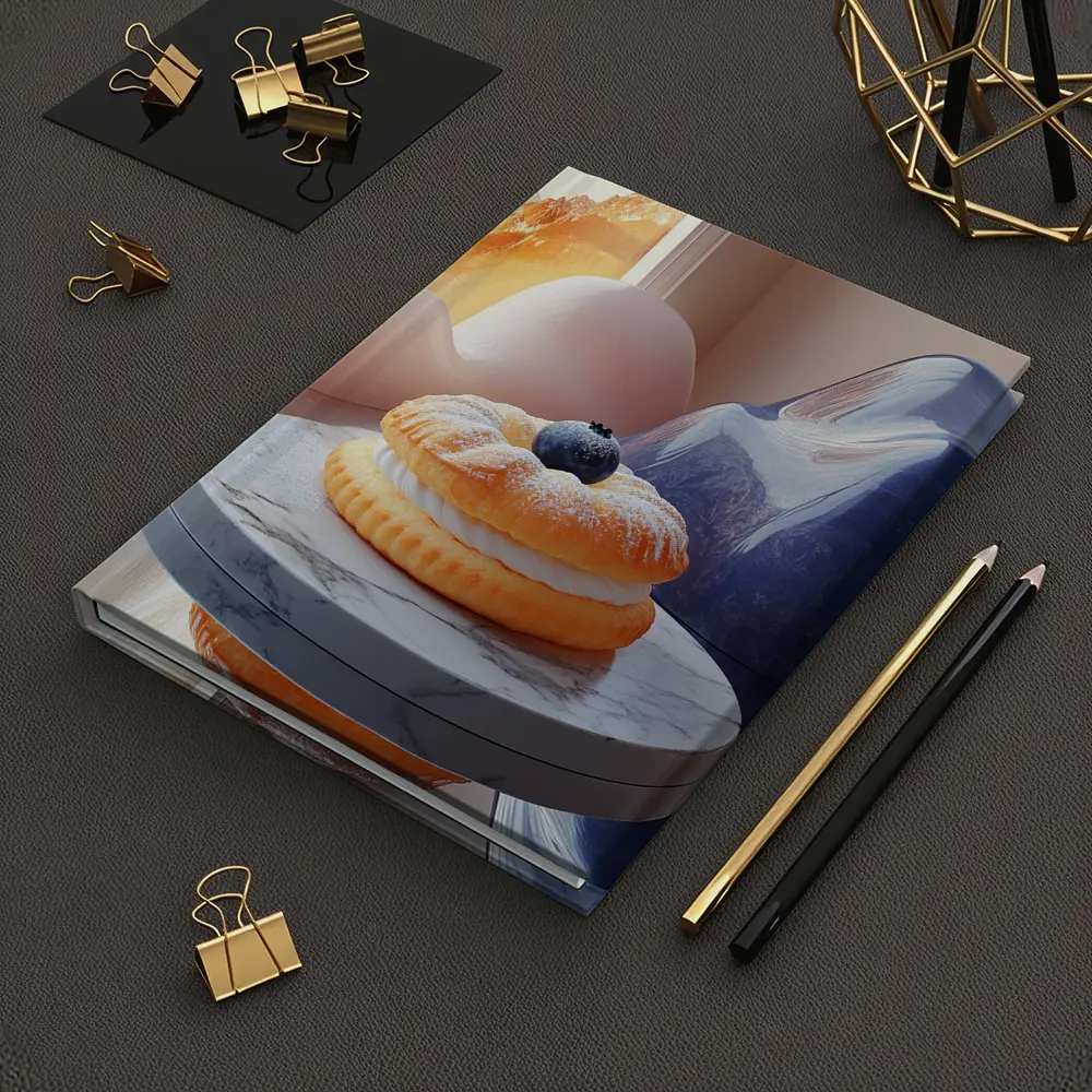Cream Donut Blueberry Surreal Mountain Scene – Notebooks