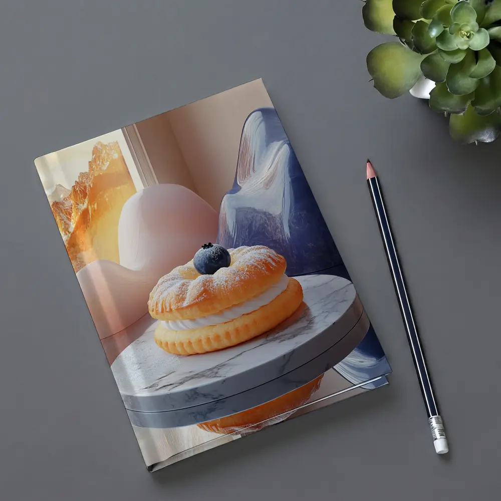 Cream Donut Blueberry Surreal Mountain Scene – Notebooks