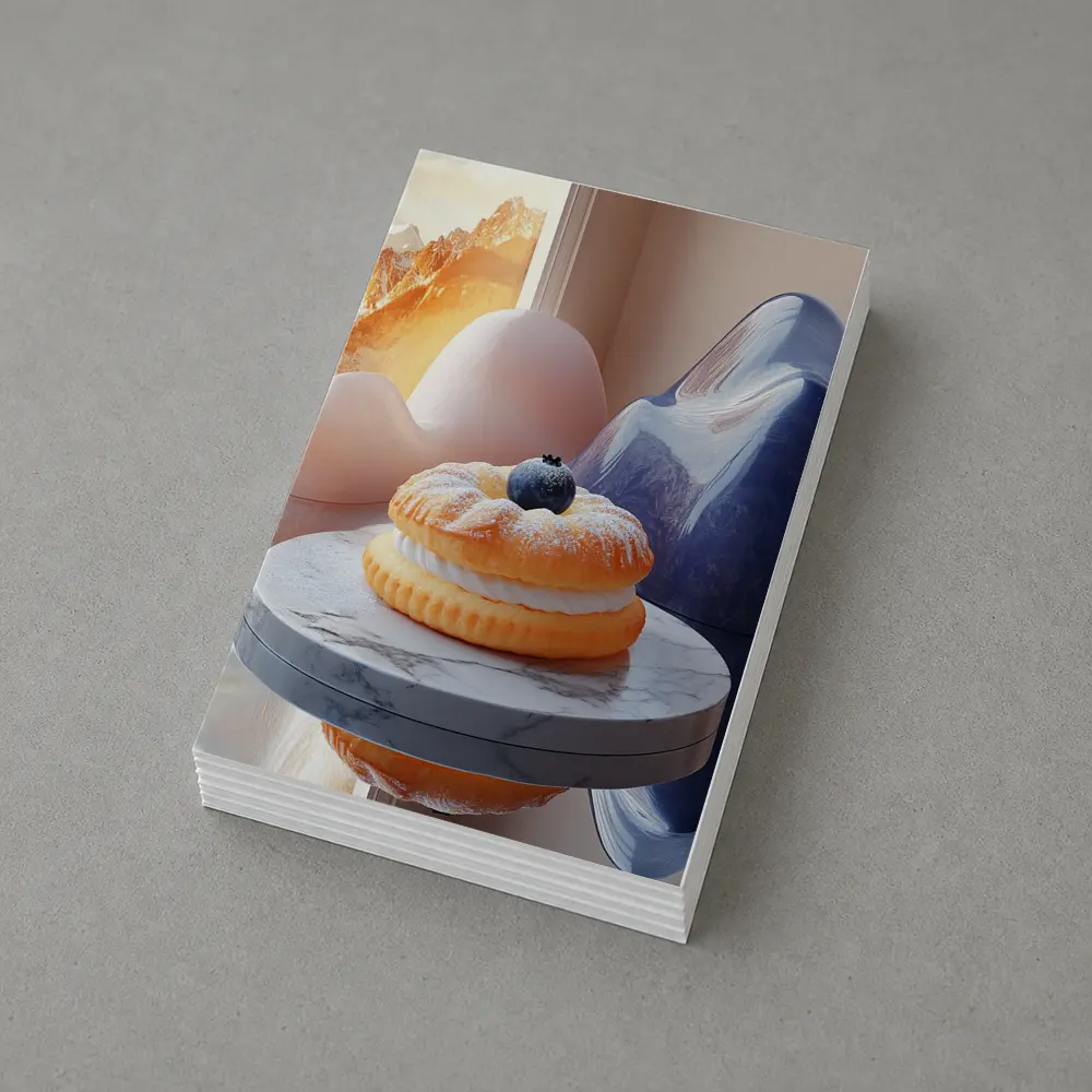 Cream Donut Blueberry Surreal Mountain Scene – Postcards