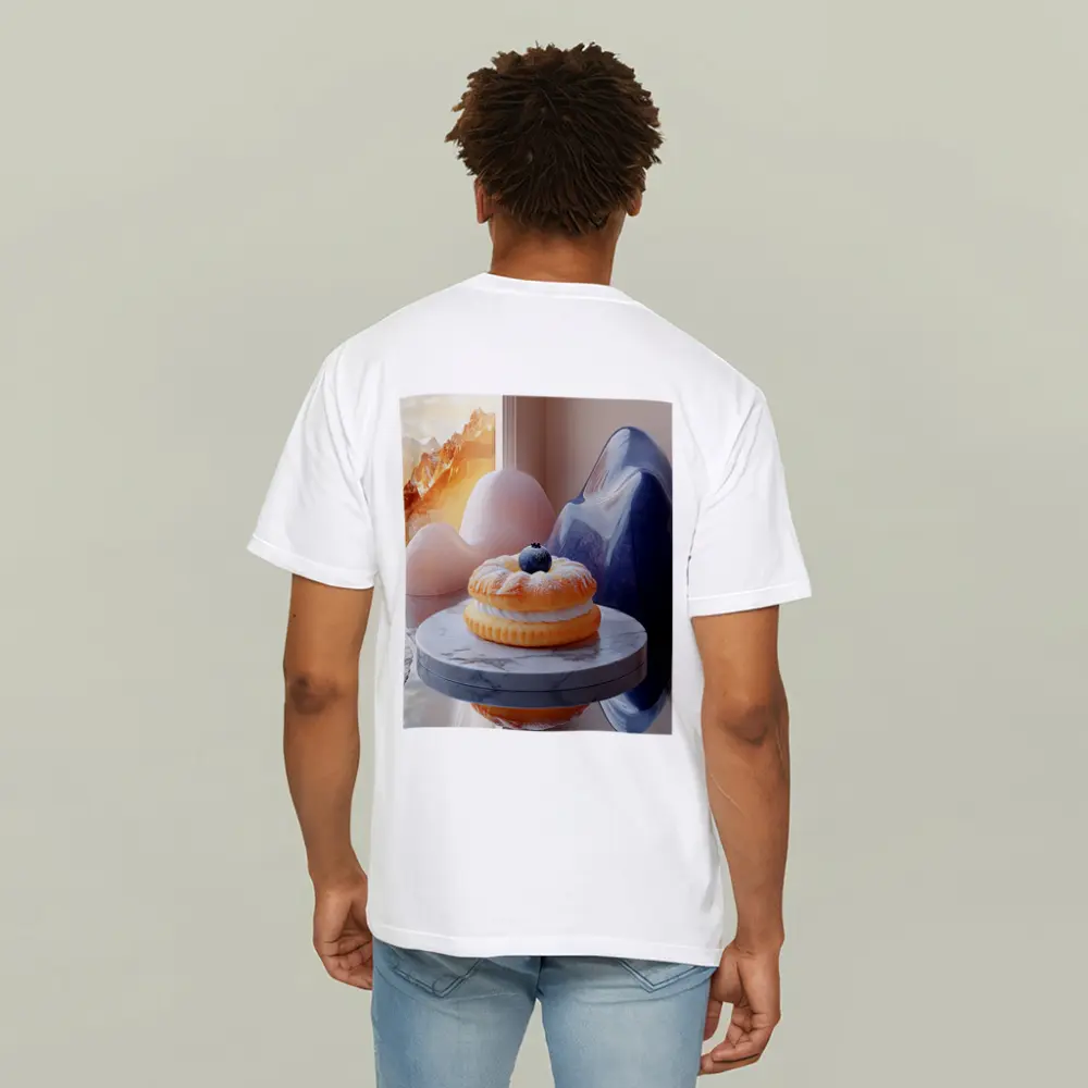 Cream Donut Blueberry Surreal Mountain Scene – T-Shirts