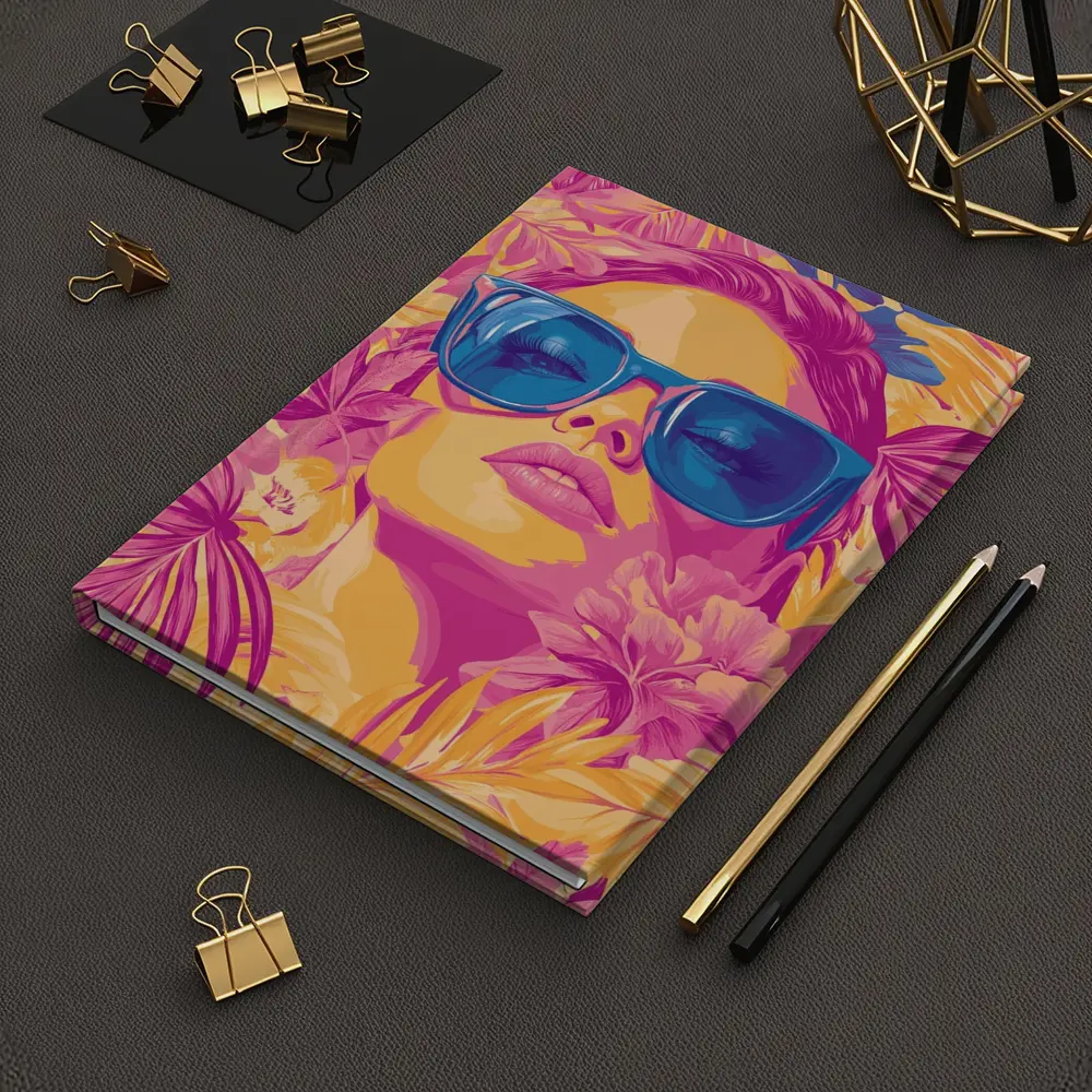 Woman With Sunglasses Tropical Floral Pop Art – Notebooks