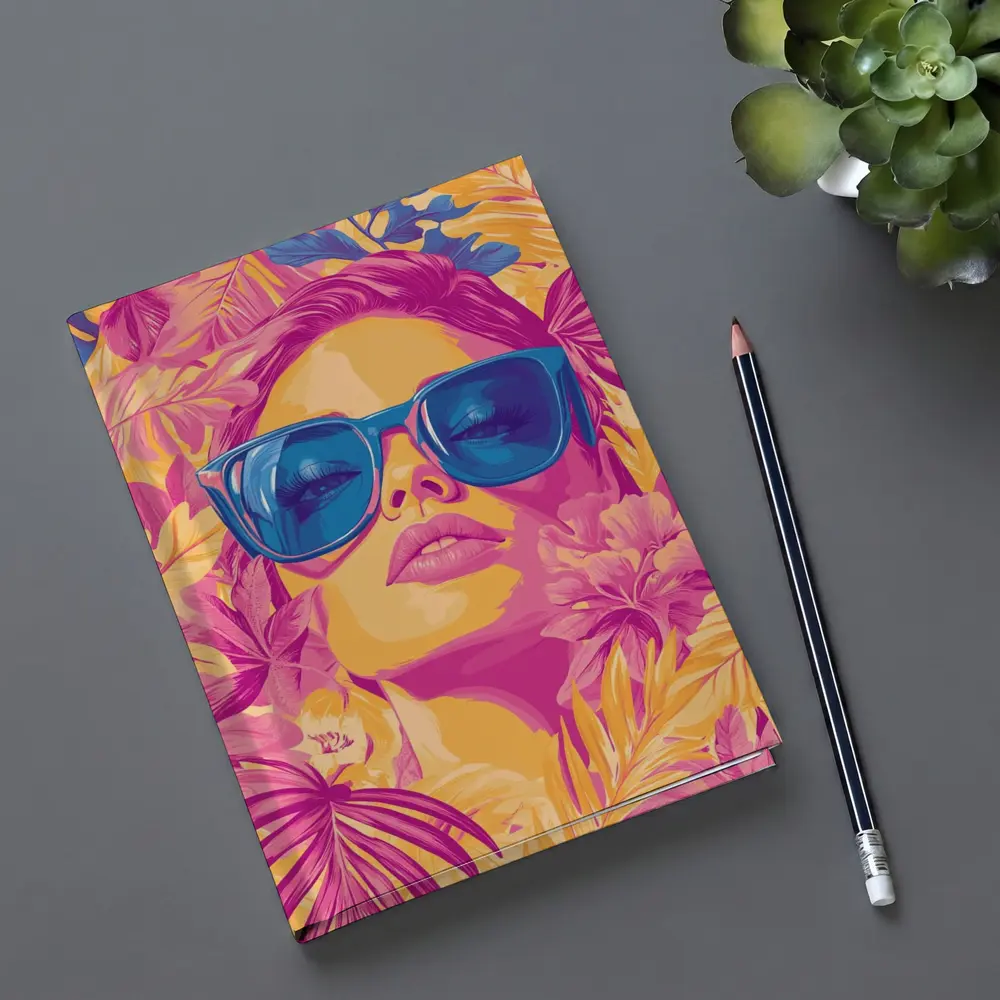 Woman With Sunglasses Tropical Floral Pop Art – Notebooks
