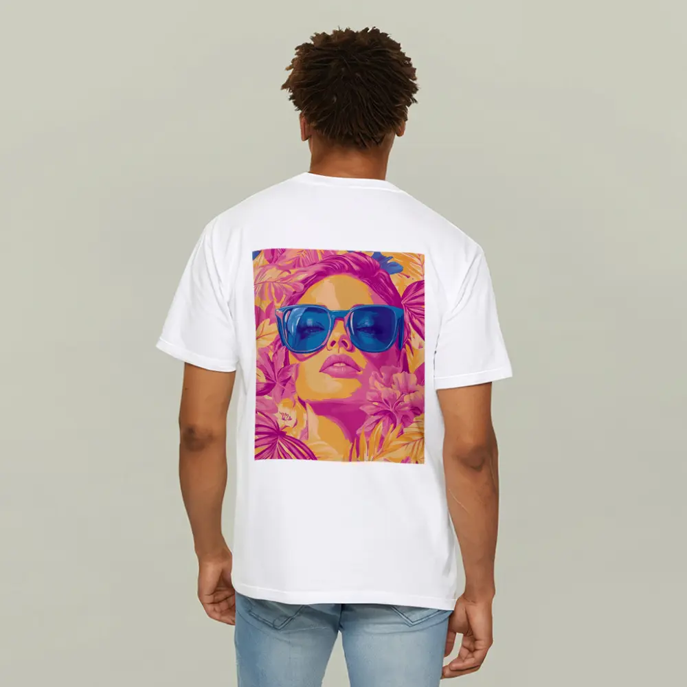 Woman With Sunglasses Tropical Floral Pop Art – T-Shirts