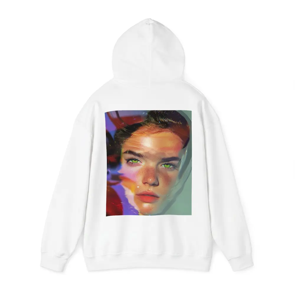 Young Woman Portrait Colorful Neon Light Art – Hoodies
