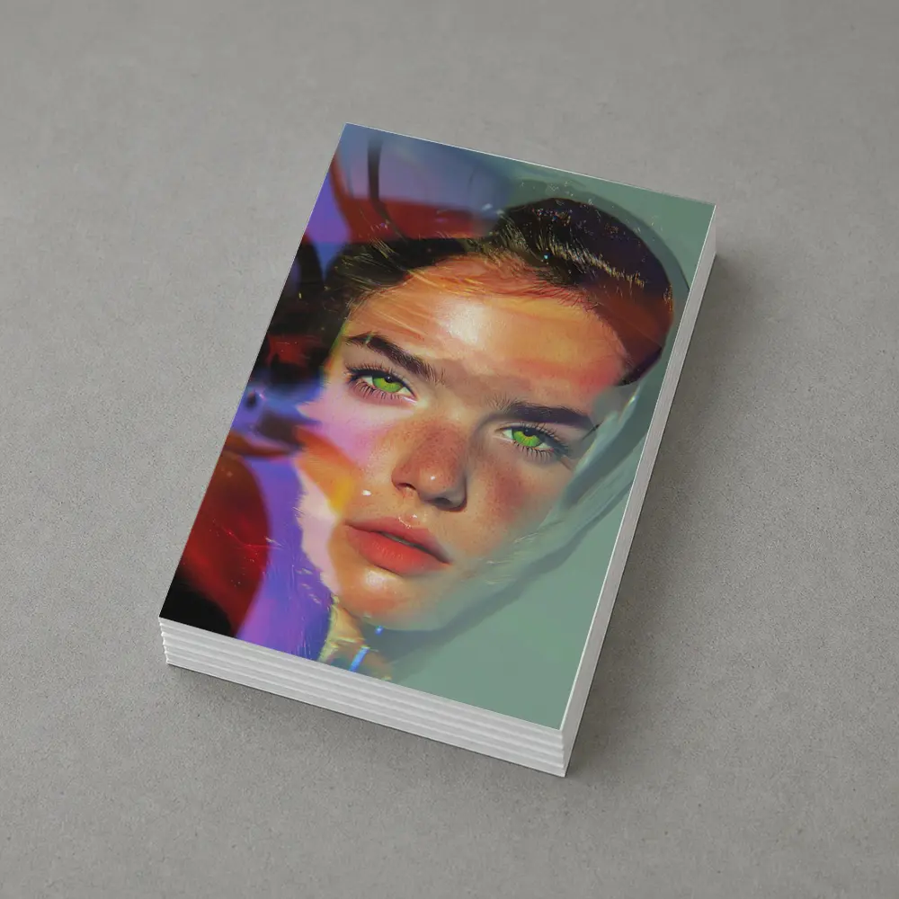 Young Woman Portrait Colorful Neon Light Art – Postcards