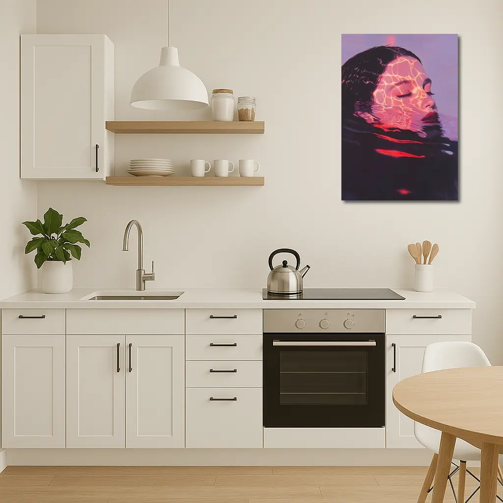Woman Submerged in Glowing Water Art – Wall Art