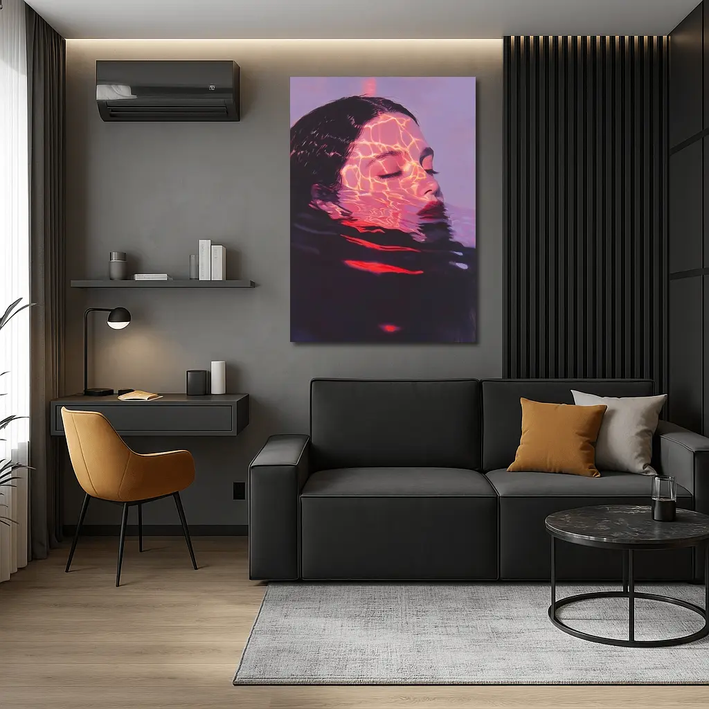 Woman Submerged in Glowing Water Art – Wall Art