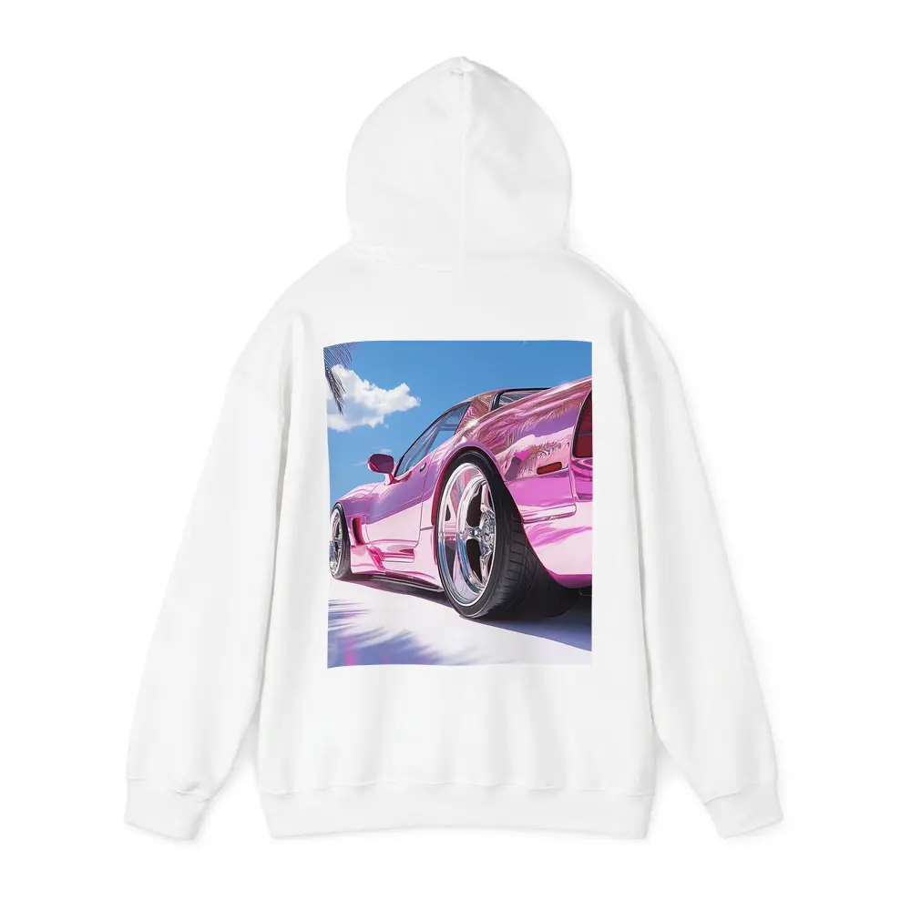 Pink Chrome Corvette Tropical Beach Sky – Hoodies