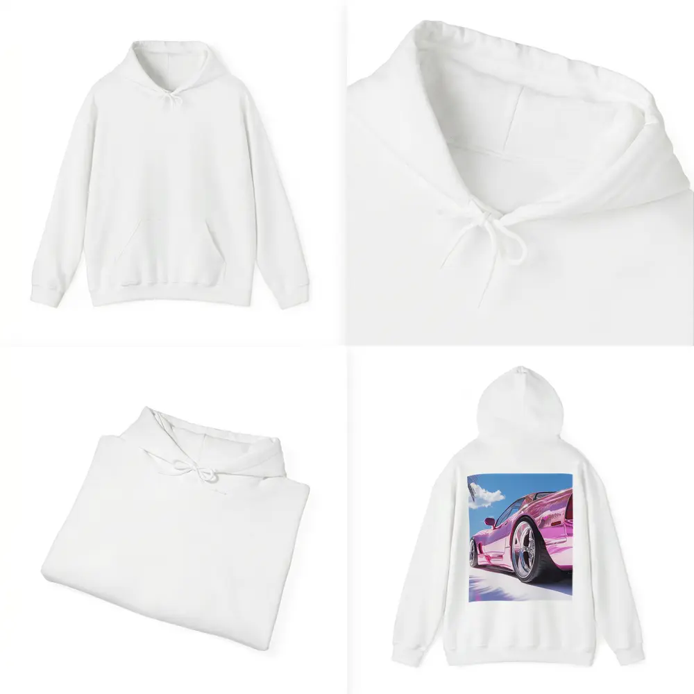Pink Chrome Corvette Tropical Beach Sky – Hoodies