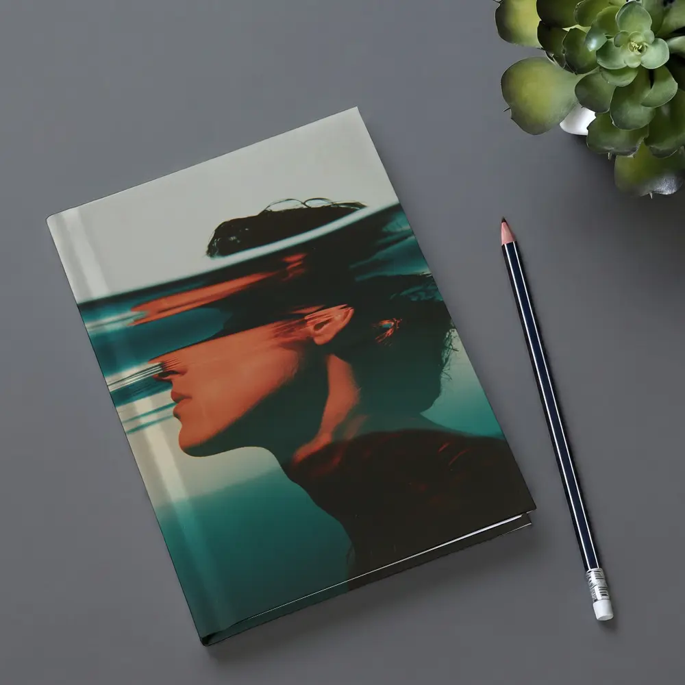 Woman Submerged Underwater Teal Surreal Portrait – Notebooks