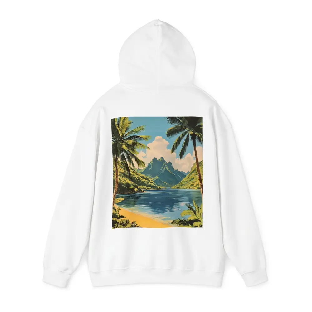 Retro Tropical Beach Mountains Palm Trees Art – Hoodies