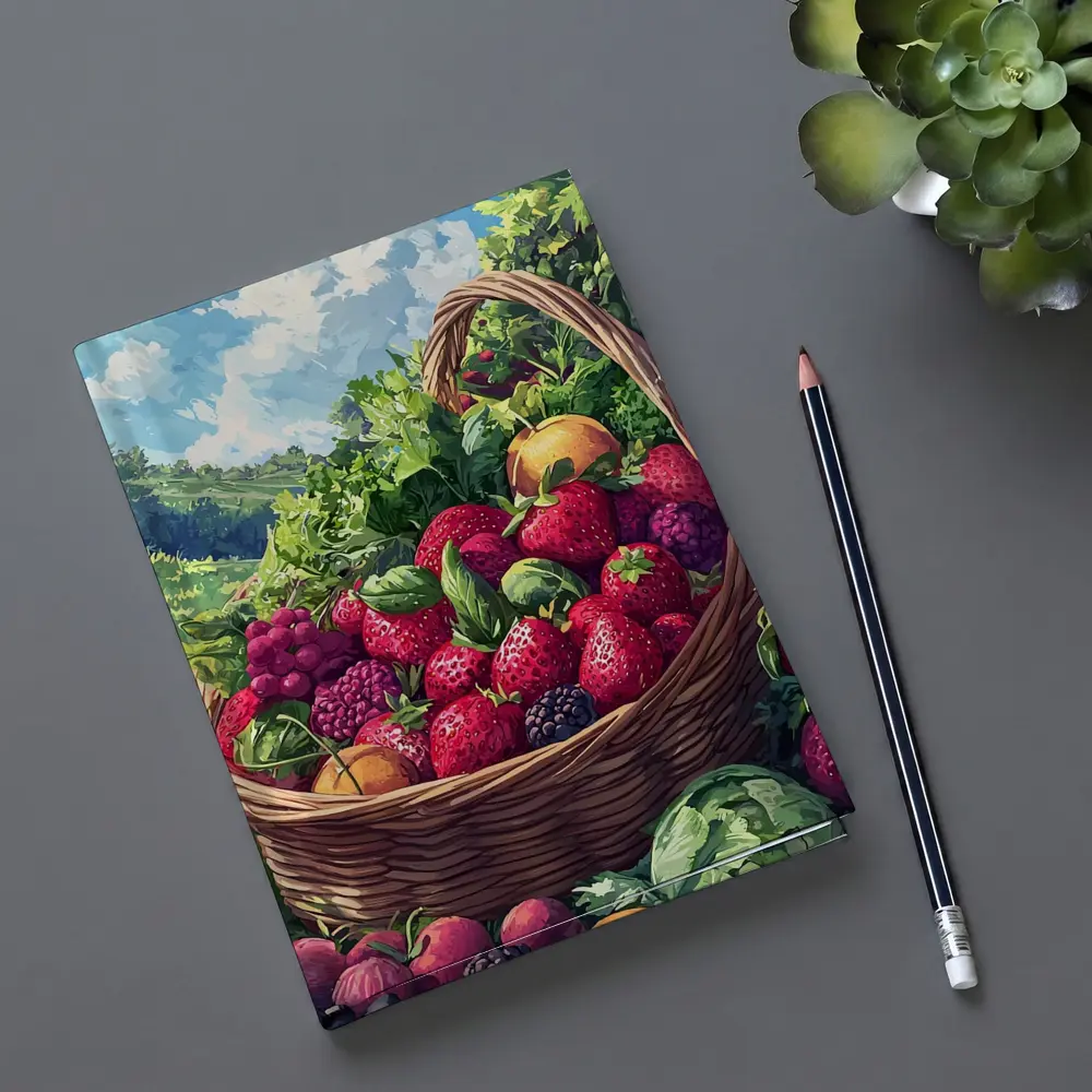 Fresh Fruit Basket Summer Countryside Illustration – Notebooks