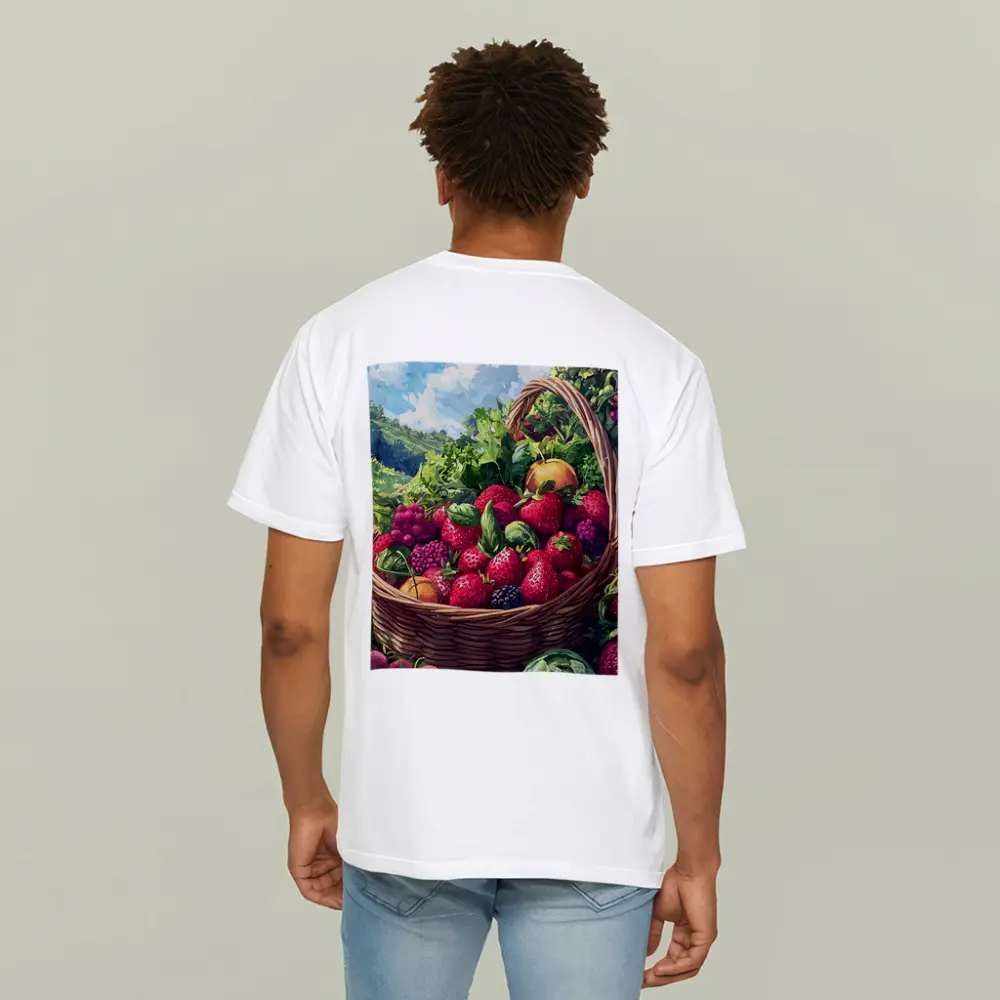 Fresh Fruit Basket Summer Countryside Illustration – T-Shirts