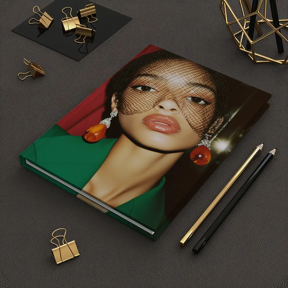 Woman in Green Jacket Net Veil Portrait – Notebooks