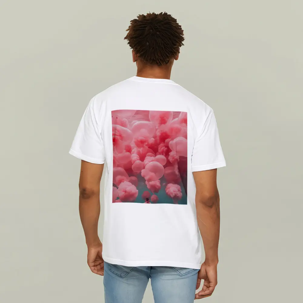 Woman in Pink Dress Surreal Balloon Dream – T-Shirts