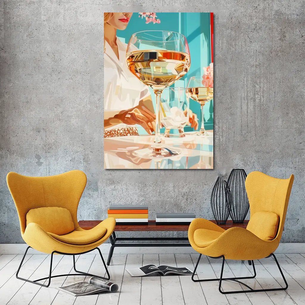 Woman With Wine Glass Pop Art – Wall Art
