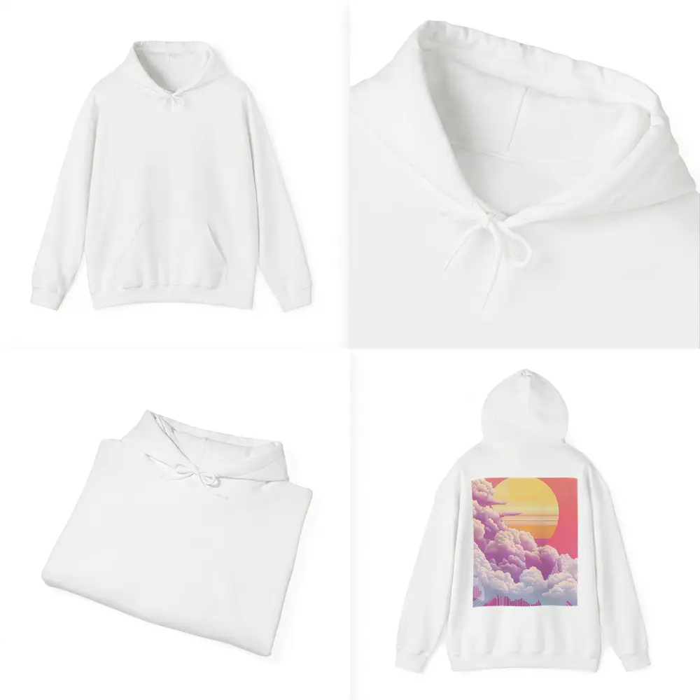 Retro Vaporwave Pink Sky Clouds Sun – Hoodies