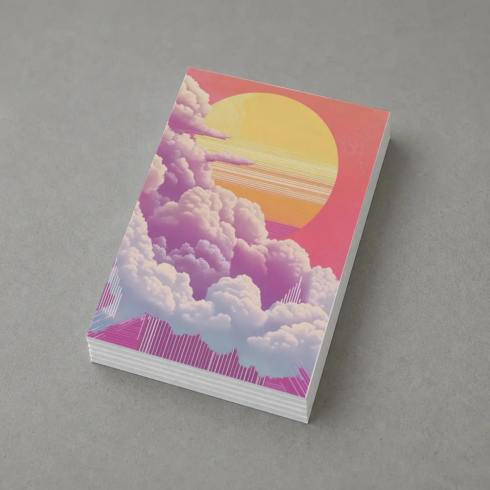 Retro Vaporwave Pink Sky Clouds Sun – Postcards