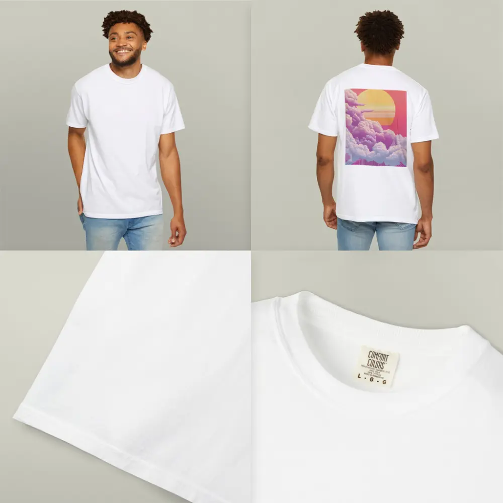 Retro Vaporwave Pink Sky Clouds Sun – T-Shirts