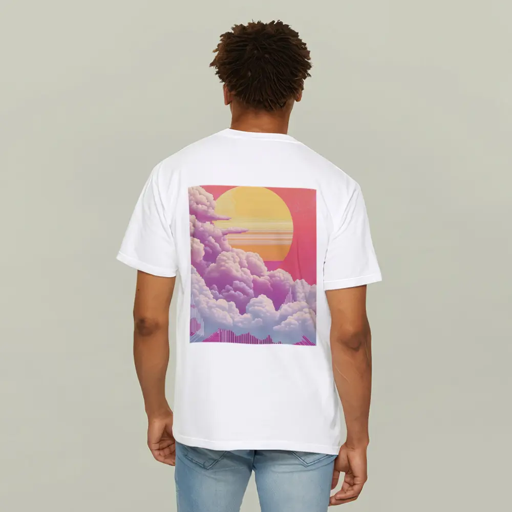 Retro Vaporwave Pink Sky Clouds Sun – T-Shirts