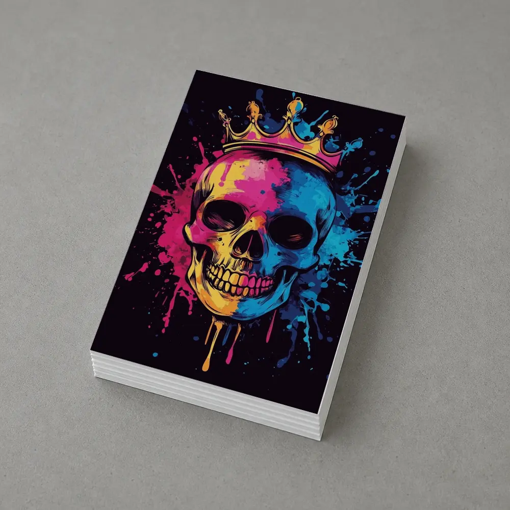 Crowned Skull Neon Paint Splash Dark – Postcards