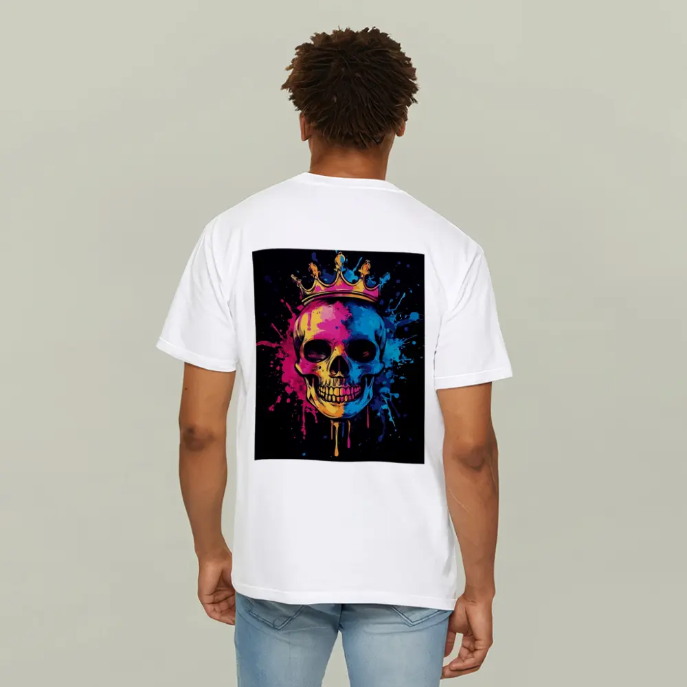 Crowned Skull Neon Paint Splash Dark – T-Shirts