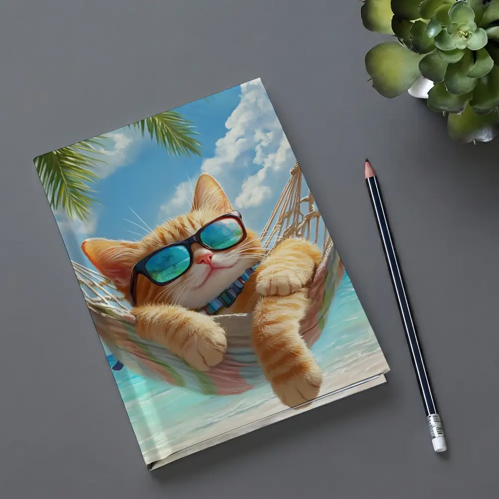 Orange Tabby Cat Relaxing Beach Hammock – Notebooks