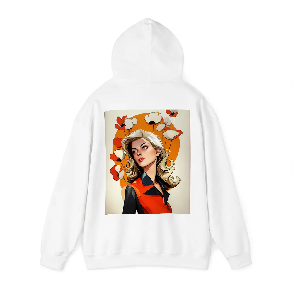 Retro Blonde Woman Poppies Orange Circle Art – Hoodies