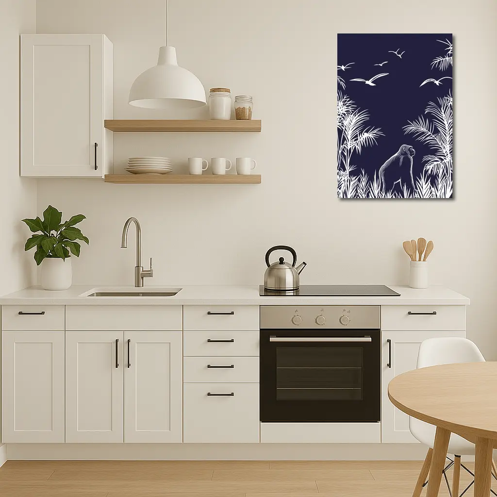 Gorilla Watching Birds Dark Jungle Scene – Wall Art