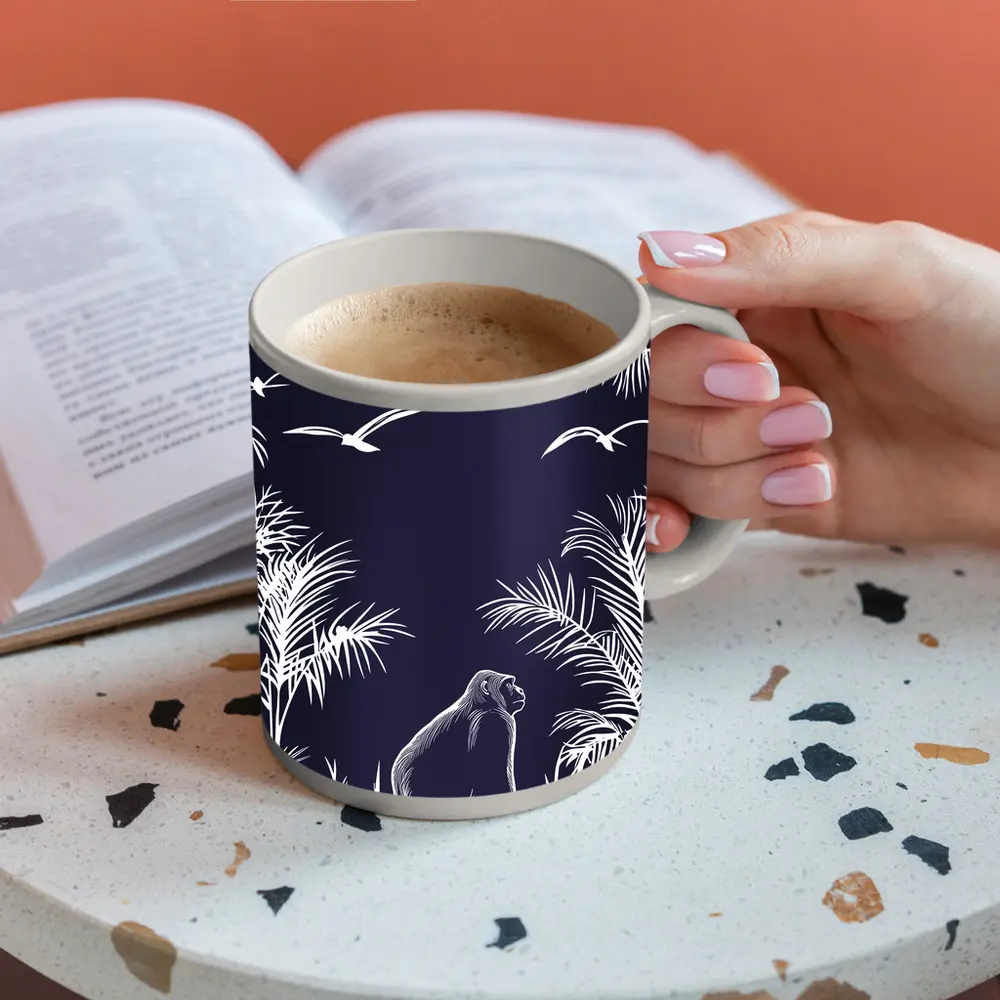Gorilla Watching Birds Dark Jungle Scene – Mugs